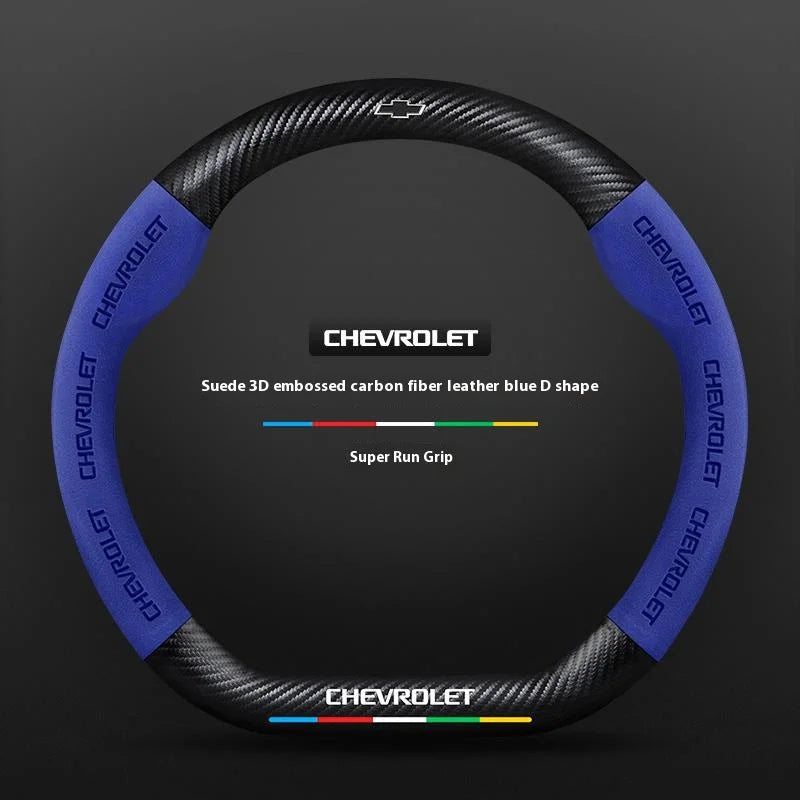 Capa de Volante em Camurça e Fibra de Carbono para Chevrolet – Antiderrapante Premium Esportiva