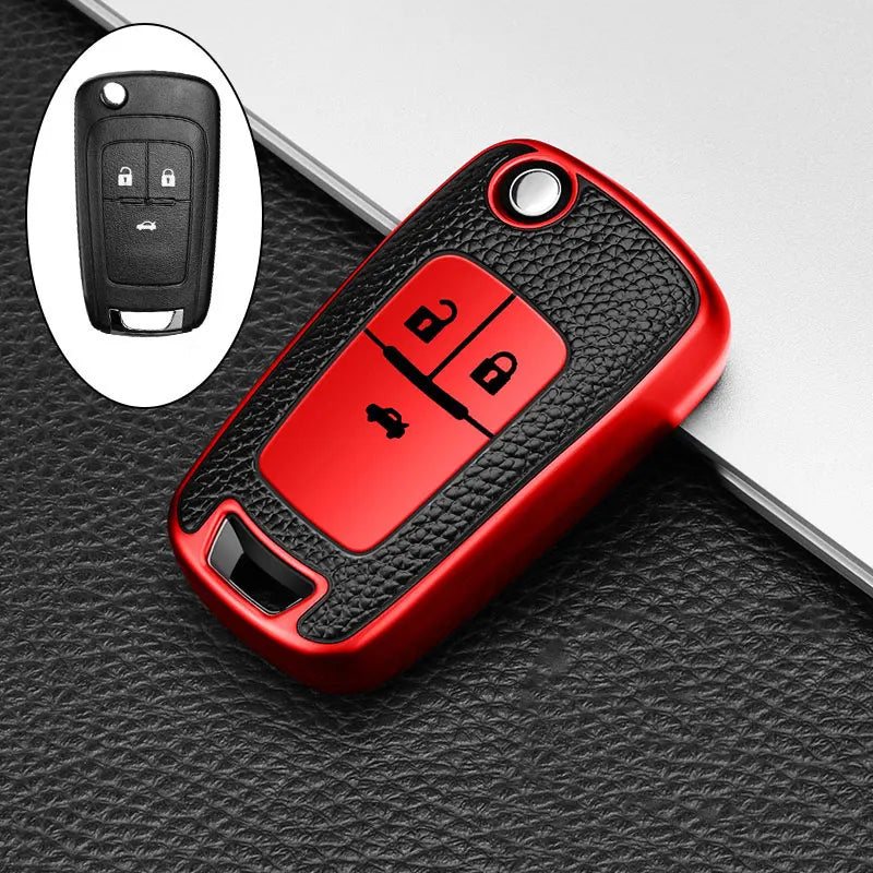 Capa de Chave Automotiva TPU com Couro para Chevrolet Cruze, Onix e Corsa – Proteção Completa Anti Risco