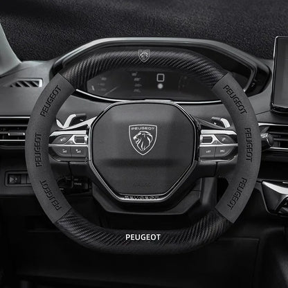 Capa de Volante Camurça + Fibra de Carbono Peugeot – Antiderrapante Esportiva Premium