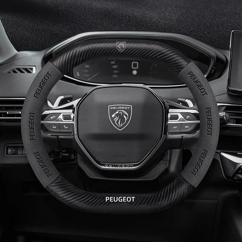 Capa de Volante Camurça + Fibra de Carbono Peugeot – Antiderrapante Esportiva Premium