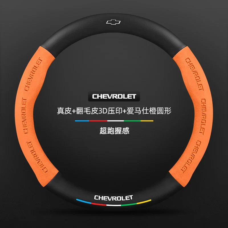 Capa de Volante em Camurça e Fibra de Carbono para Chevrolet – Antiderrapante Premium Esportiva