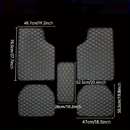 Tapete Automotivo Universal 5 Peças em PU Leather – Impermeável e Proteção Completa para Qualquer Veículo