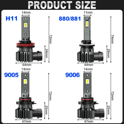Lâmpada LED Automotiva H8/H11 6500K 30000LM – Farol Super Brilho Canbus CSP (Kit 2 Peças)