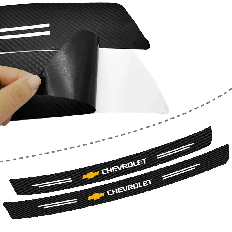 Protetor de Para-Choque Traseiro Fibra de Carbono para Chevrolet – Adesivo Anti Risco Porta-Malas
