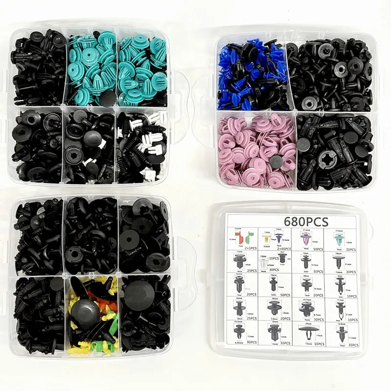 Kit Grampos Automotivos Universais 100 a 800 Peças para Fixação de Painéis