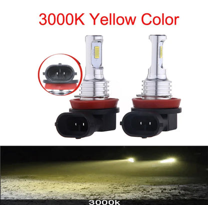 Lâmpada LED Automotiva H11/H8/H9 80W 30000LM – Farol e Neblina Super Brilho 3000K/6000K (Kit 2 Peças)