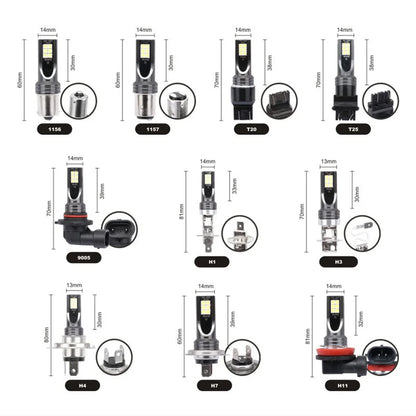 Lâmpadas LED Automotivas H11 H8 9005 9006 6000K Super Brancas