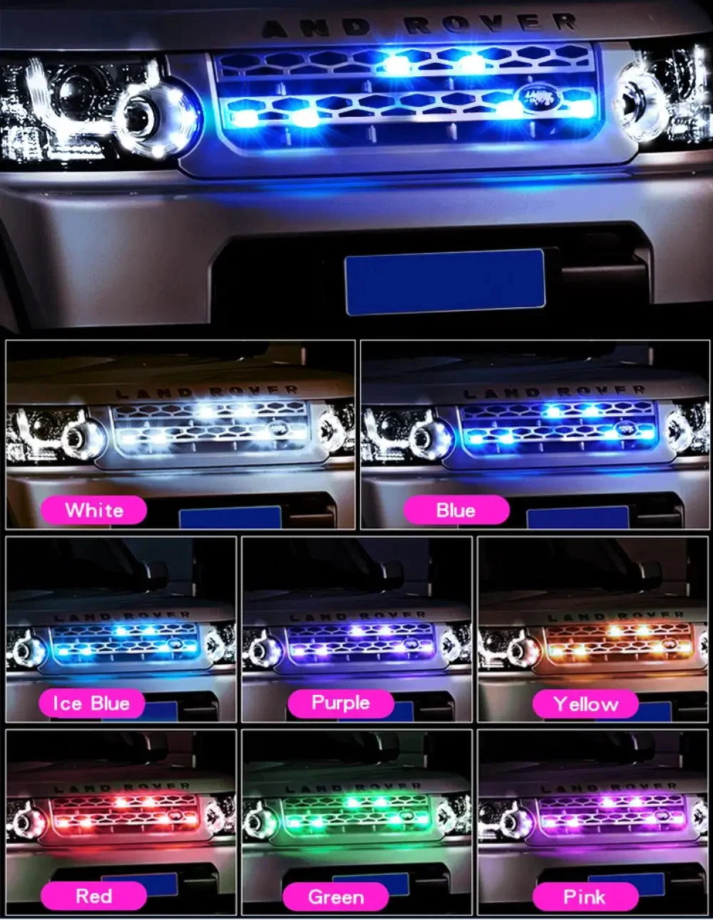 Luz LED Strobo Sem Fio RGB para Carro e Moto com USB