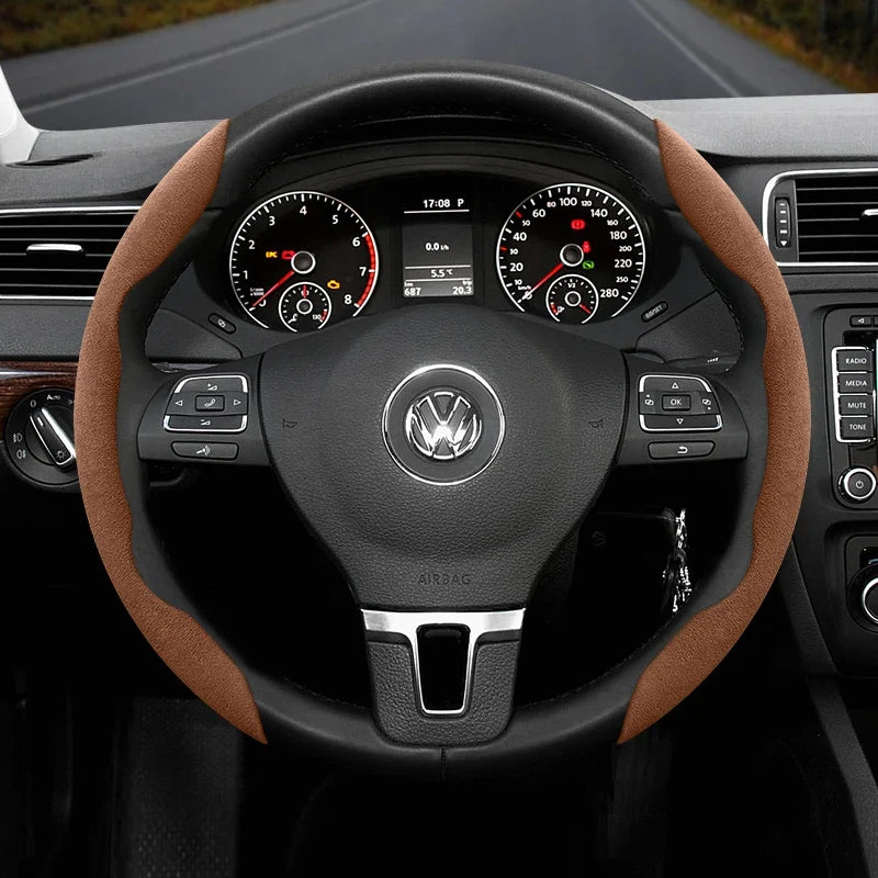 Capa de Volante Camurça Antiderrapante para Volkswagen – Grip Esportivo Segmentado Premium