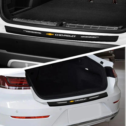 Protetor de Para-Choque Traseiro Fibra de Carbono para Chevrolet – Adesivo Anti Risco Porta-Malas