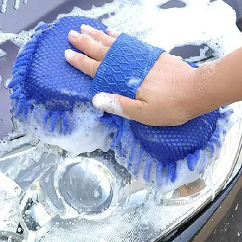 Luva de Microfibra Chenille para Lavagem Automotiva Kit 2 Peças