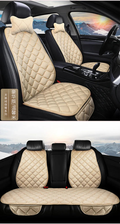 Almofada de Banco Automotivo Plush Inverno – Capa Antiderrapante Quente Universal (Kit 3 Peças)