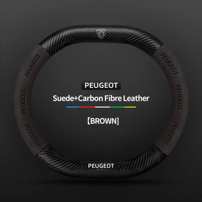 Capa de Volante Camurça + Fibra de Carbono Peugeot – Antiderrapante Esportiva Premium