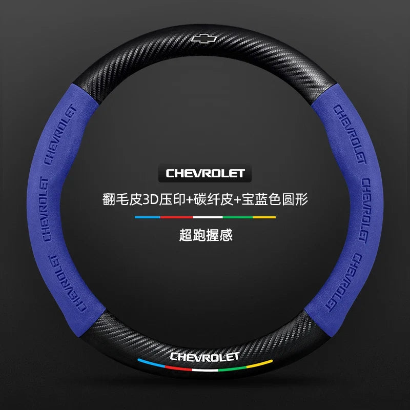 Capa de Volante em Camurça e Fibra de Carbono para Chevrolet – Antiderrapante Premium Esportiva
