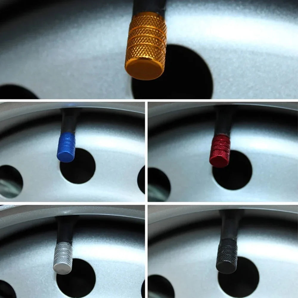 Tampa de Válvula de Pneu Automotivo Alumínio Prata Kit 4 Peças