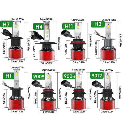 Kit Lâmpada LED Automotiva H1 H4 H7 H11 9005 9006 6000K Alta Potência