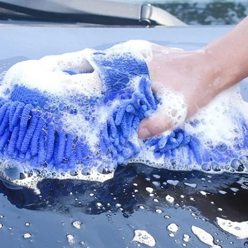 Luva de Microfibra Chenille para Lavagem Automotiva Kit 2 Peças