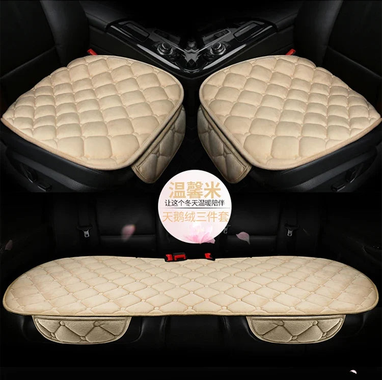 Almofada de Banco Automotivo Plush Inverno – Capa Antiderrapante Quente Universal (Kit 3 Peças)