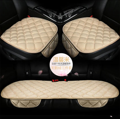 Almofada de Banco Automotivo Plush Inverno – Capa Antiderrapante Quente Universal (Kit 3 Peças)