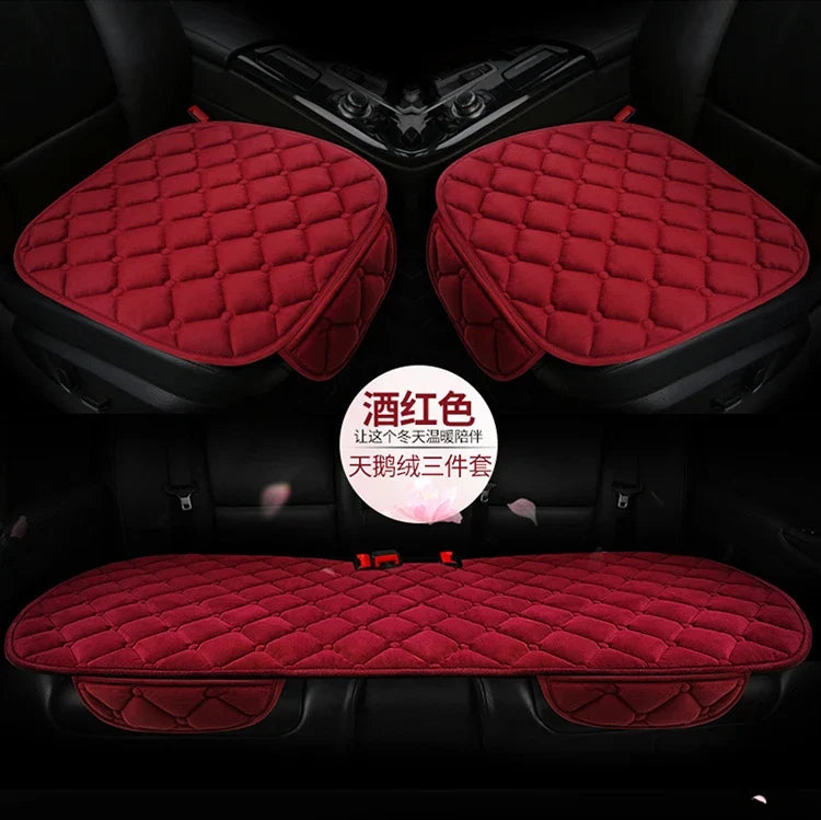 Almofada de Banco Automotivo Plush Inverno – Capa Antiderrapante Quente Universal (Kit 3 Peças)