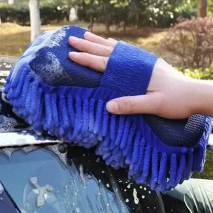 Luva de Microfibra Chenille para Lavagem Automotiva Kit 2 Peças