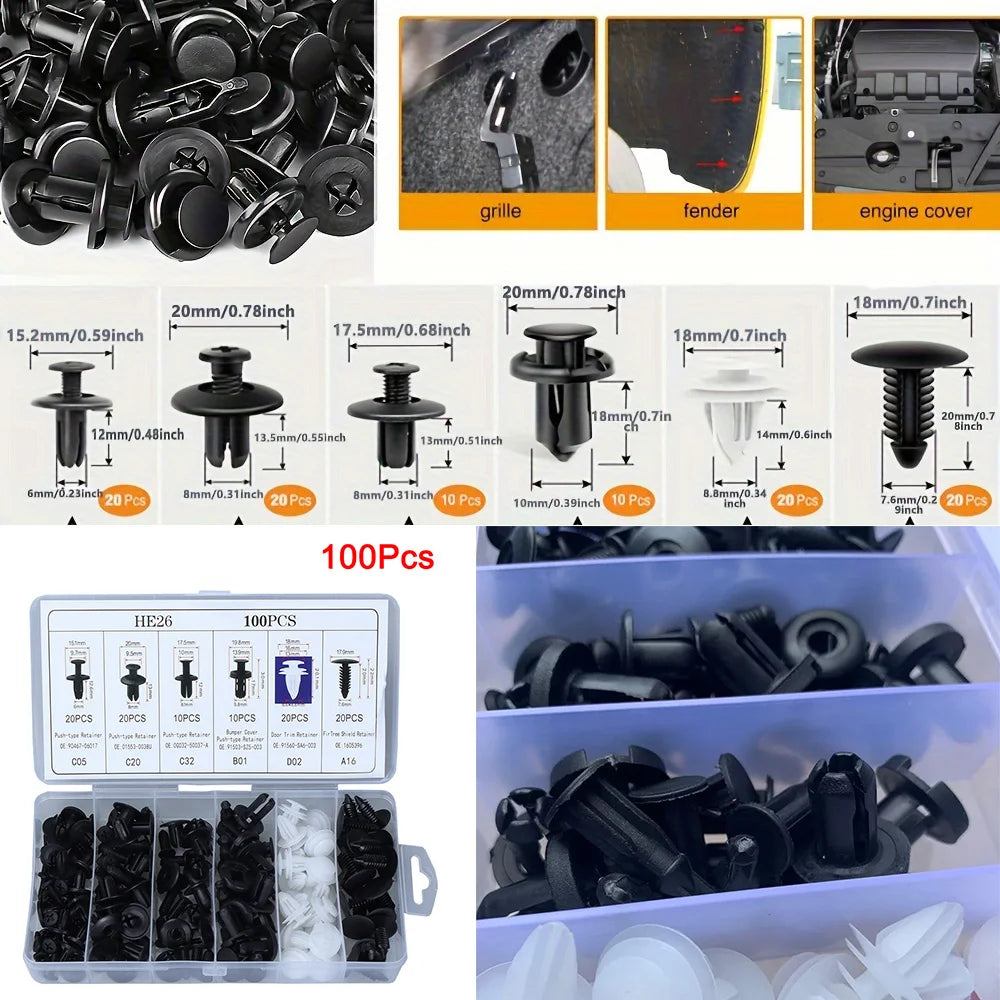 Kit Grampos Automotivos Universais para Fixação de Painéis 50 a 100 Peças